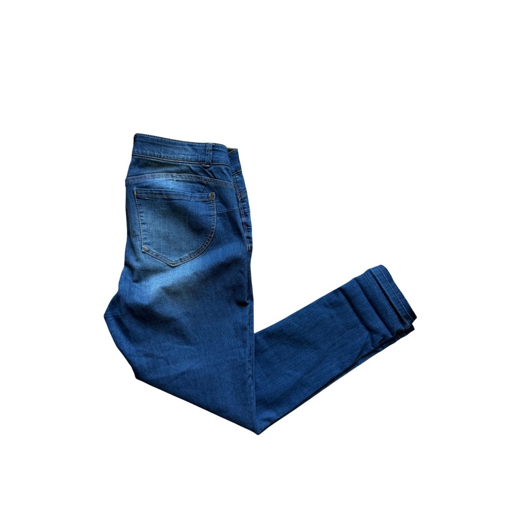 Democracy Skinny Jeans Womens 14 Blue Ab Technology Distressed Raw Hem B1385BBVS